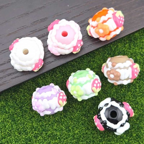 비즈팡 [BG-5-13]볼꾸파츠 아크릴 딸기수제비즈 20x15mm (내경3.3mm) 볼꾸비즈 키링용 ,1개