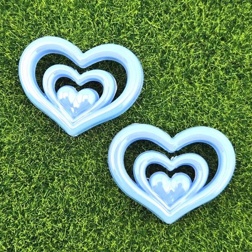 비즈팡 [BG-5-15]볼꾸파츠 아크릴 오로라트리플하트 30x23mm (내경2.4mm) 볼꾸비즈 키링용 ,1개