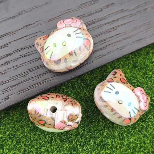 비즈팡 [BG-5-29]볼꾸파츠 아크릴 오로라레오파드고양이얼굴 23x20mm (내경2.8mm) 볼꾸비즈 키링용 ,1개