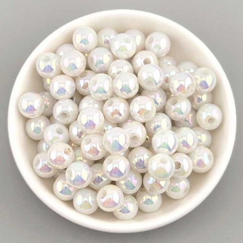 비즈팡 [BG-8-01]볼꾸파츠 아크릴볼 오로라볼 8mm (화이트) 볼꾸비즈볼 키링용 ,10개