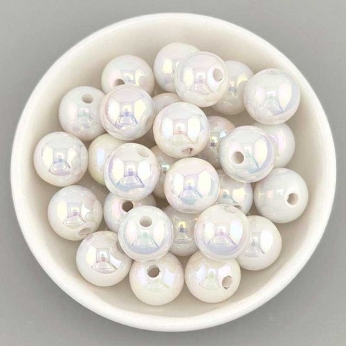 비즈팡 [BG-8-05]볼꾸파츠 아크릴볼 오로라볼 12mm (화이트) 볼꾸비즈볼 키링용 ,10개