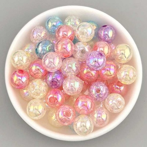 비즈팡 [BG-8-09]볼꾸파츠 아크릴볼 오로라크랙볼 10mm (컬러랜덤) 볼꾸비즈볼 키링용 ,20개