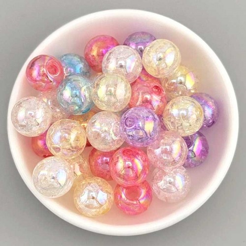 비즈팡 [BG-8-10]볼꾸파츠 아크릴볼 오로라크랙볼 12mm (컬러랜덤) 볼꾸비즈볼 키링용 ,10개