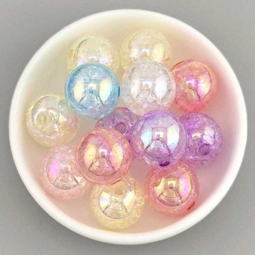 비즈팡 [BG-8-12]볼꾸파츠 아크릴볼 오로라크랙볼 16mm (컬러랜덤) 볼꾸비즈볼 키링용 ,5개