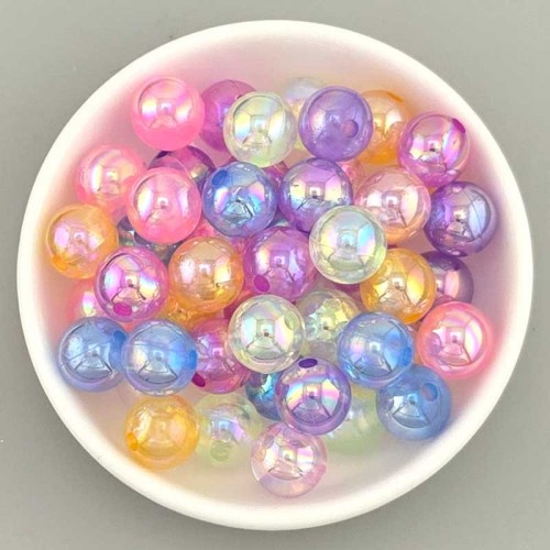 비즈팡 [BG-8-13]볼꾸파츠 아크릴볼 오로라믹스볼 10mm (컬러랜덤) 볼꾸비즈볼 키링용 ,20개