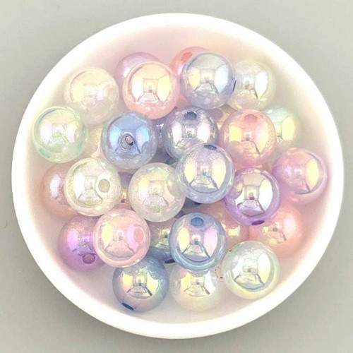 비즈팡 [BG-8-15]볼꾸파츠 아크릴볼 오로라파스텔볼 12mm (컬러랜덤) 볼꾸비즈볼 키링용 ,10개