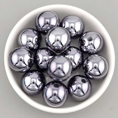 비즈팡 [BG-8-30]볼꾸파츠 아크릴볼 메탈코팅볼 16mm (그레이) 볼꾸비즈볼 키링용 ,1개