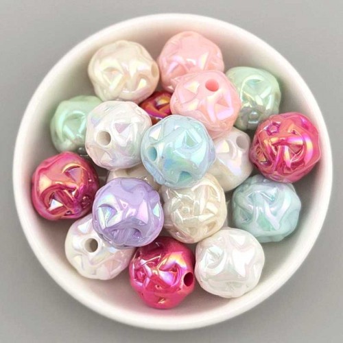 비즈팡 [BG-8-35]볼꾸파츠 아크릴볼 오로라실타래볼 15mm (컬러랜덤) 볼꾸비즈볼 키링용 ,10개