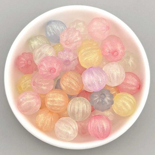 비즈팡 [BG-8-36]볼꾸파츠 아크릴볼 파스텔주름볼 11mm (컬러랜덤) 볼꾸비즈볼 키링용 ,20개