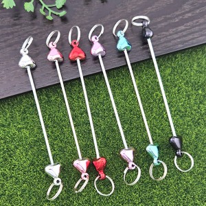 비즈팡 [BG-31-00]키꾸 볼꾸 키링꾸미기 하트키링대+투링 8.8cm (봉길이 약6cm) 6color ,1개